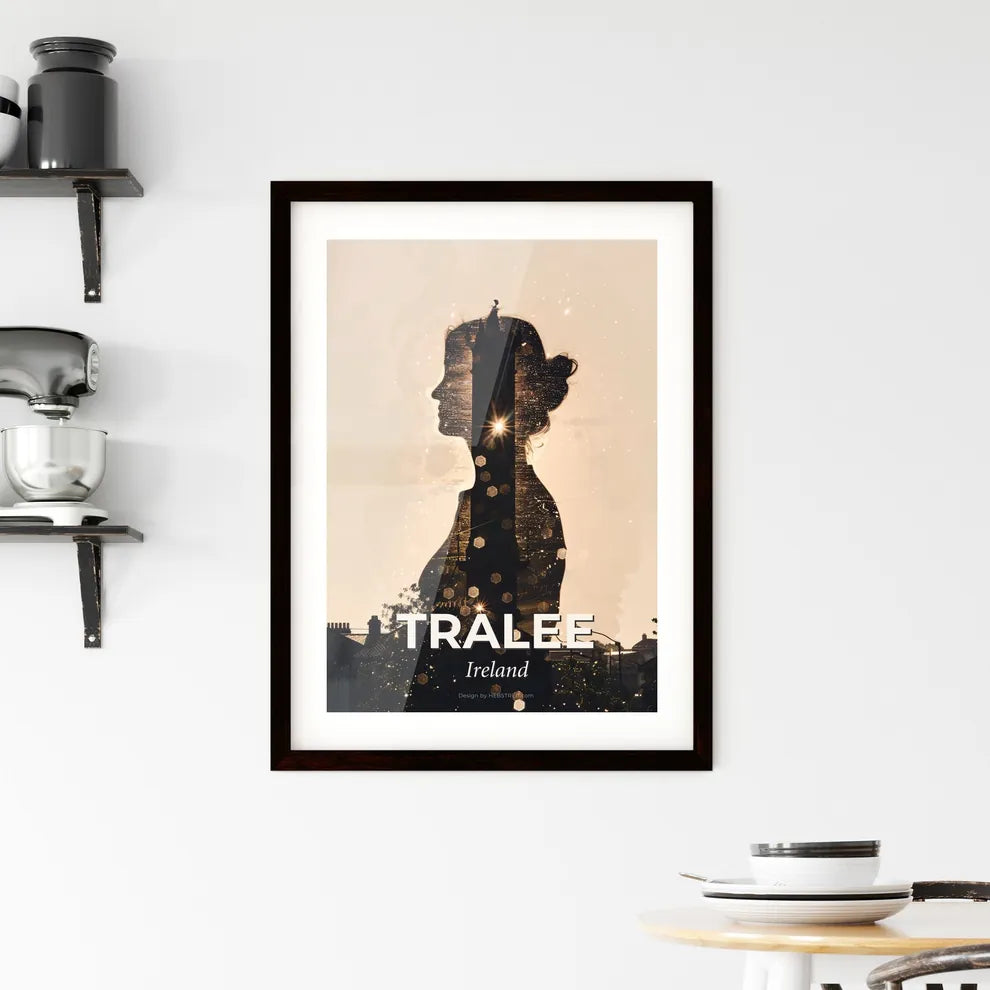 Tralee Double Exposure Silhouette Skyline Art Framed Print