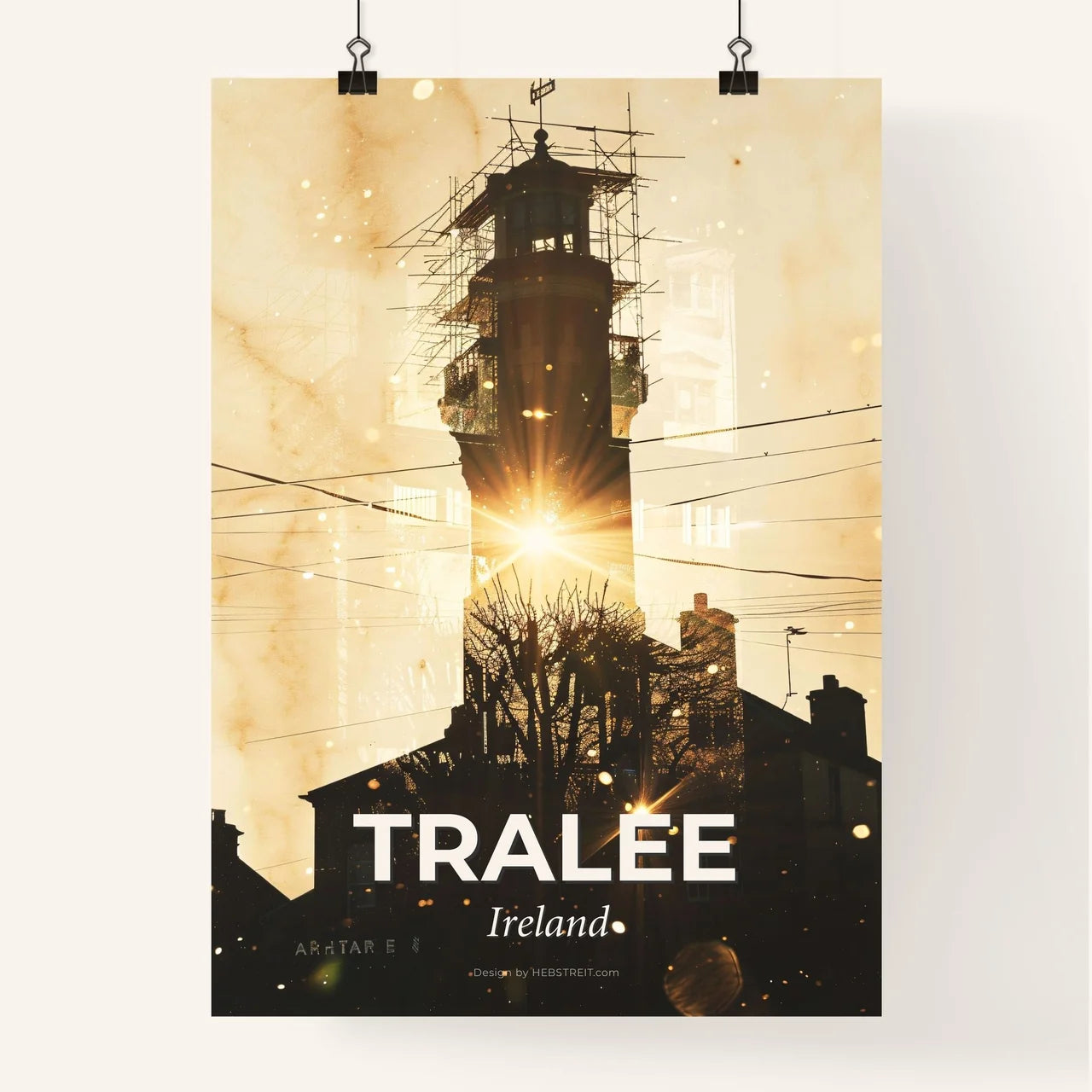 Tralee Ireland Double Exposure City Silhouette Poster