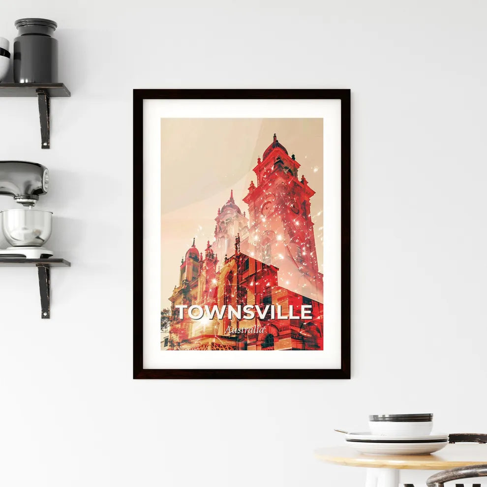 Townsville: Urban Glow Silhouette Skyline Framed Print