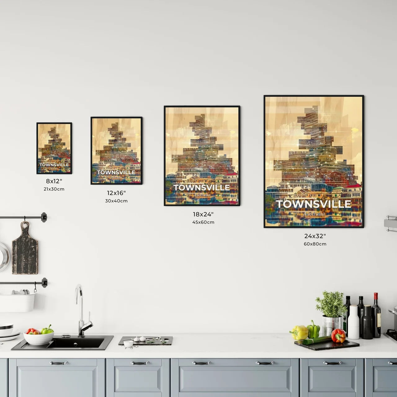 Townsville City Skyline Double Exposure Artwork Office Art
