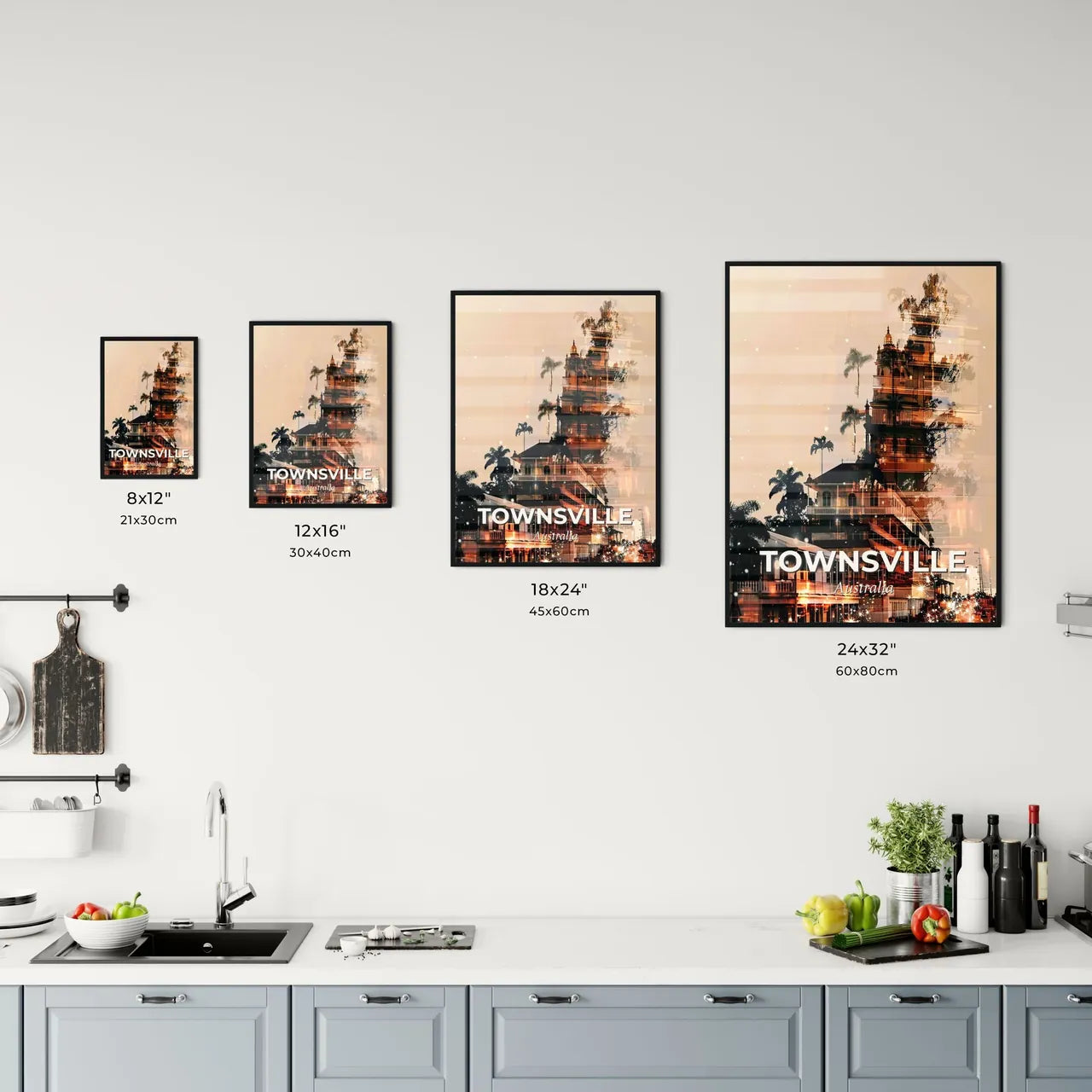 Townsville Australia Double Exposure Skyline Office Art