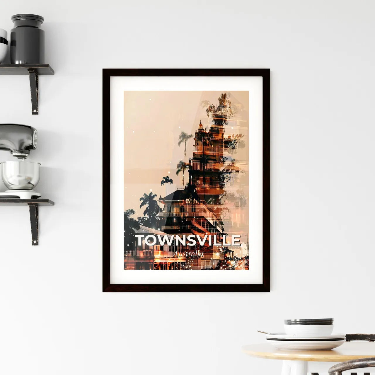 Townsville Australia Double Exposure Skyline Framed Print