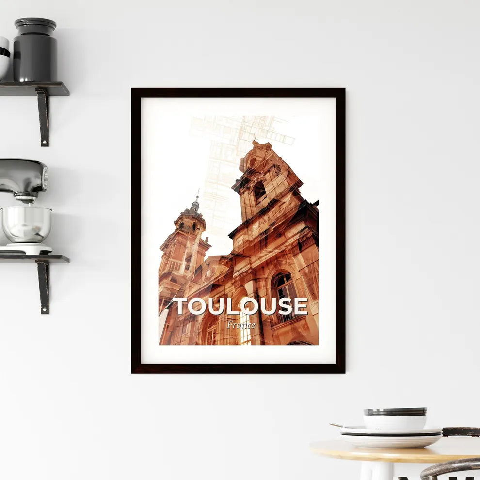 Toulouse Skyline Silhouette Double Exposure Art Poster Framed Print