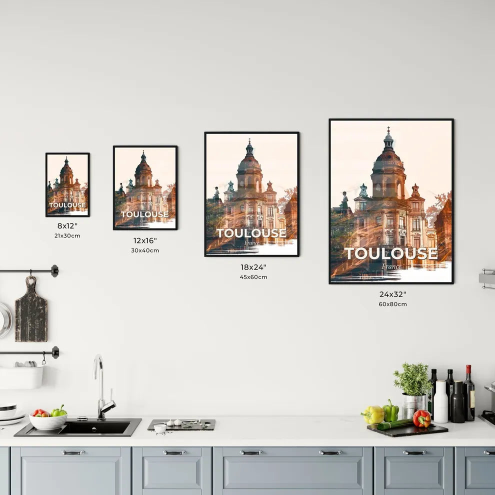 Toulouse Cityscape Art: French Skyline Silhouette Office Art