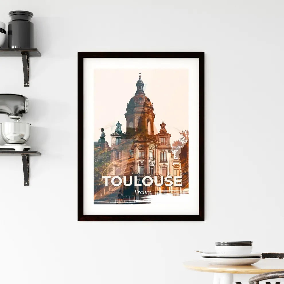 Toulouse Cityscape Art: French Skyline Silhouette Framed Print