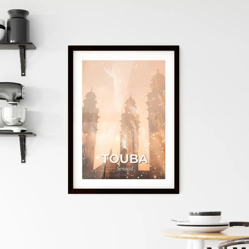Touba City Skyline Double Exposure Poster Art Framed Print
