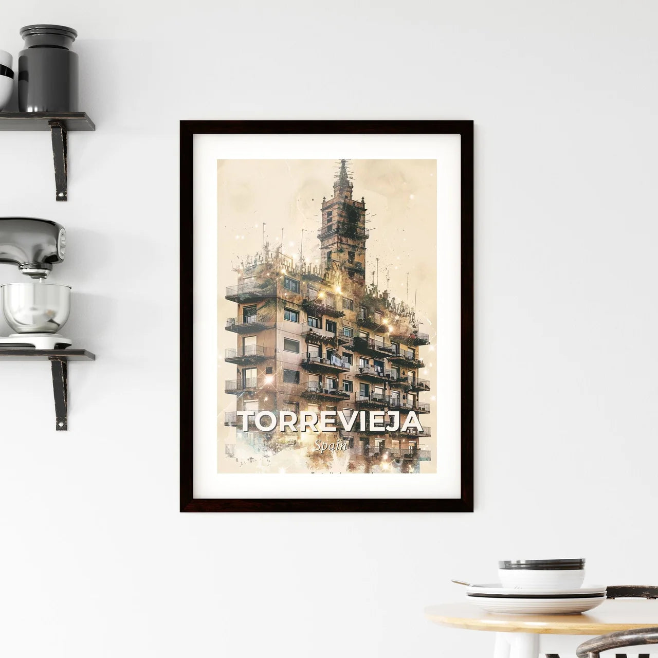 Torrevieja Cityscape Double Exposure Art Brights Framed Print