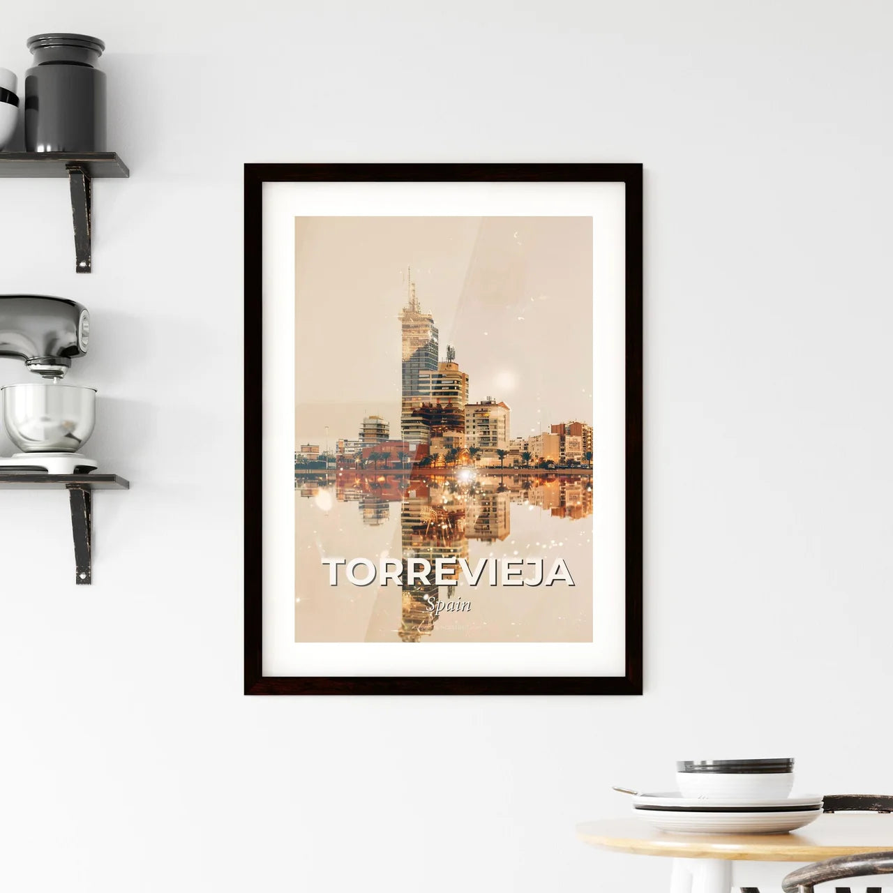 Torrevieja Dreamy Sparkles Cityscape Poster Framed Print