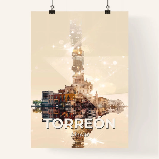 Torreón Skyline Artwork: Vibrant City Lights and Local Icons Poster