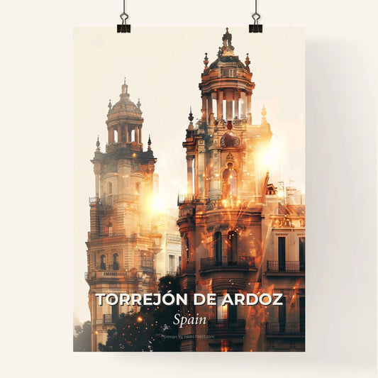 Torrejón de Ardoz Skyline Art with Sparkles Poster