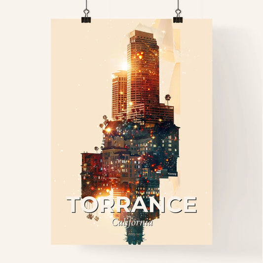 Torrance City Skyline Double Exposure Art Poster