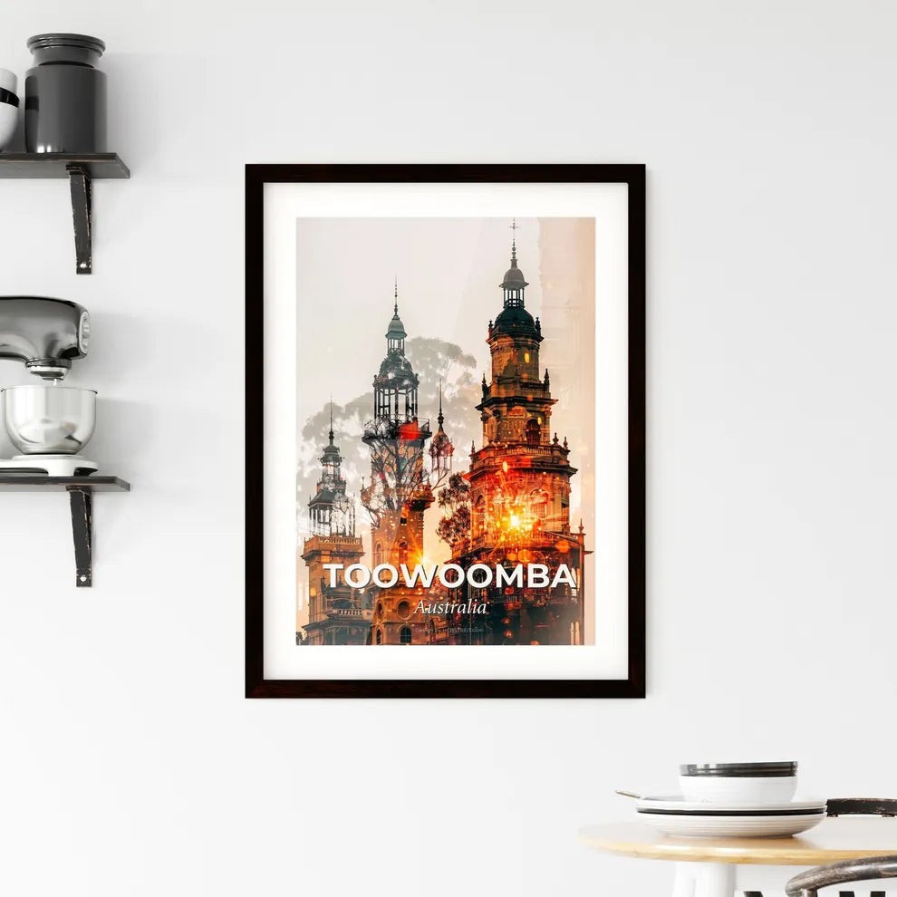 Toowoomba Skyline Composite Art Brights Framed Print
