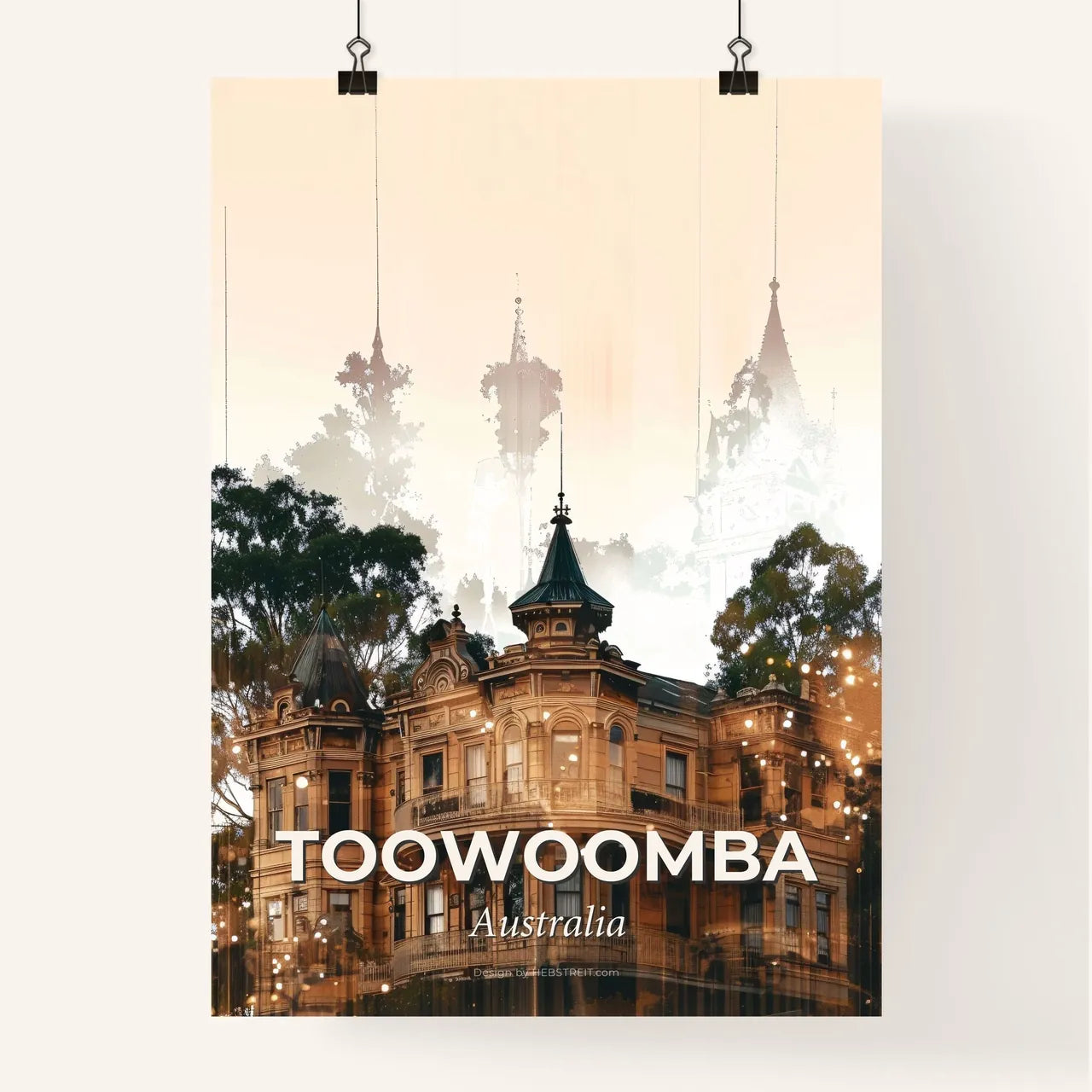 Toowoomba Skyline Double Exposure Poster Art Poster