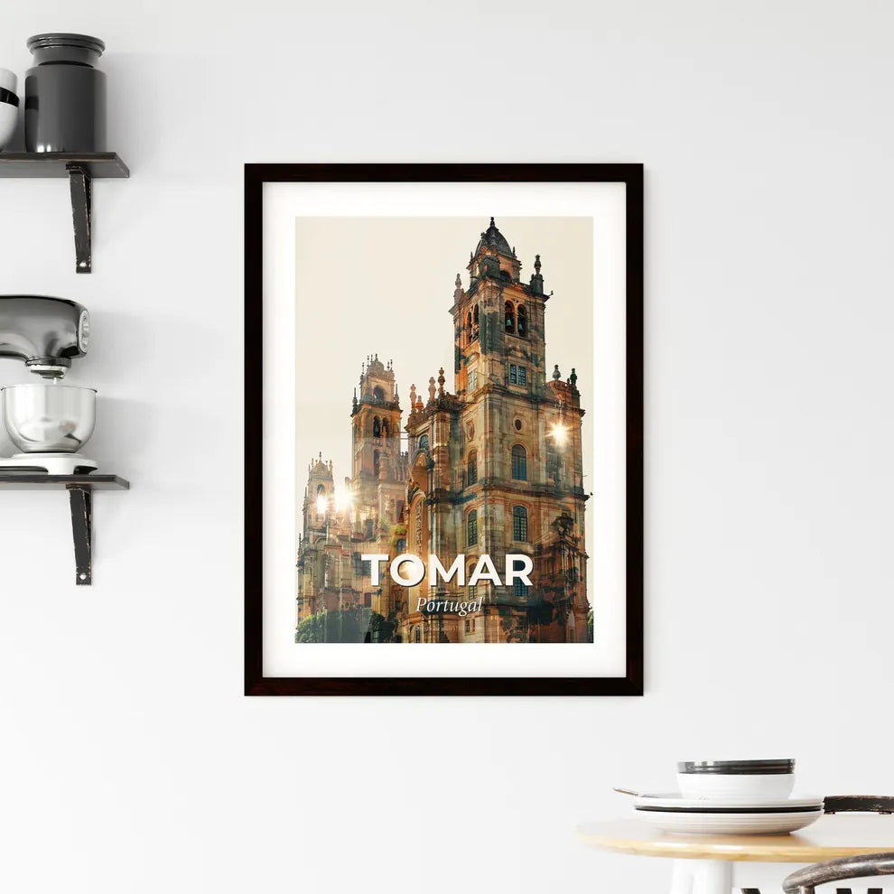 Tomar Skyline Art: Double Exposure City Icons Framed Print