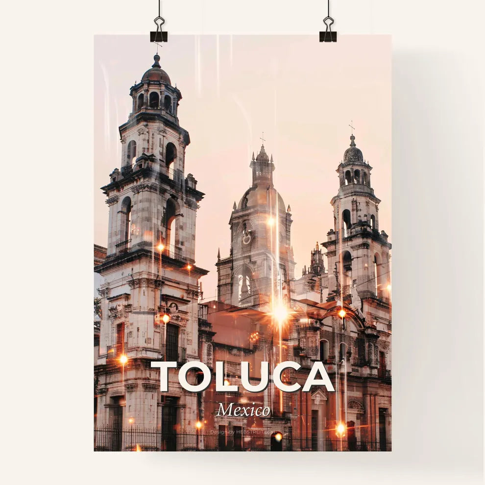 Toluca Skyline Composite Art with Local Icons Poster