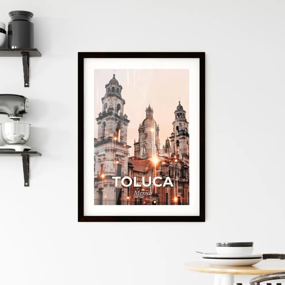 Toluca Skyline Composite Art with Local Icons Framed Print