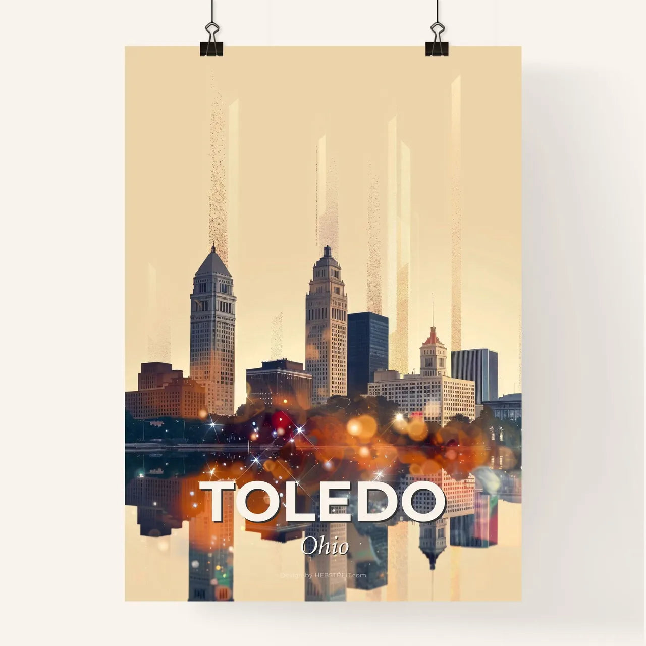 Toledo Skyline Art: Sparkles and Backlights Poster