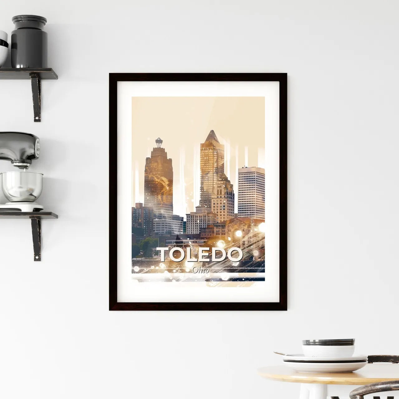 Toledo Cityscape Composite Art Skyline Poster Framed Print
