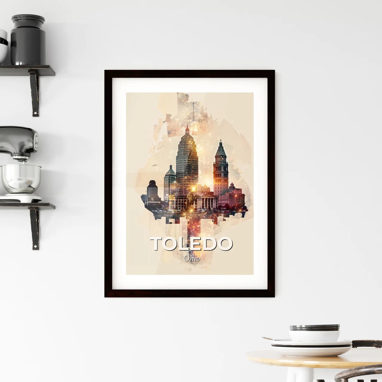 Toledo City Skyline Delightful Poster Art Framed Print