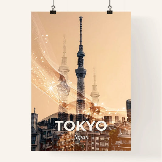 Tokyo City Skyline Double Exposure Art Poster