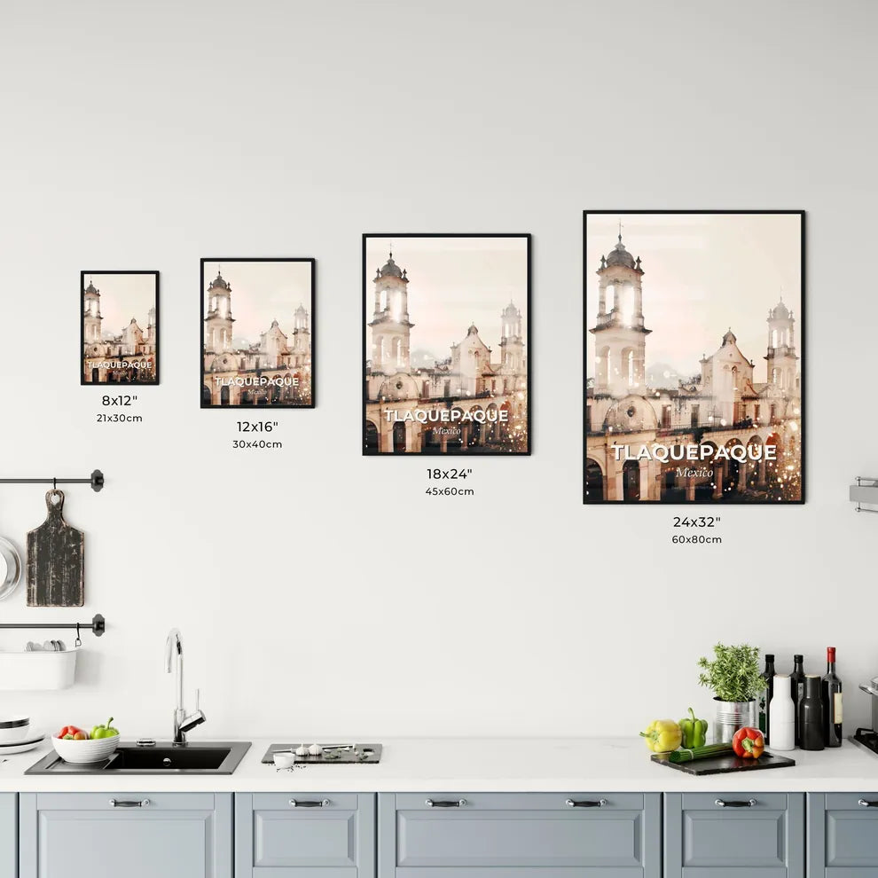 Tlaquepaque City Skyline Art Poster with Sparkles Office Art