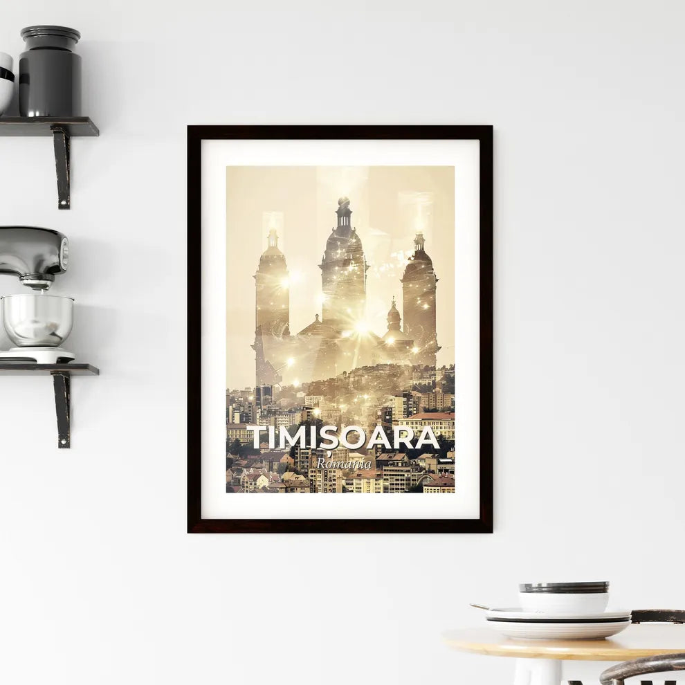 Timisoara: Iconic Skyline Poster with Local Charm and Sparkle Framed Print