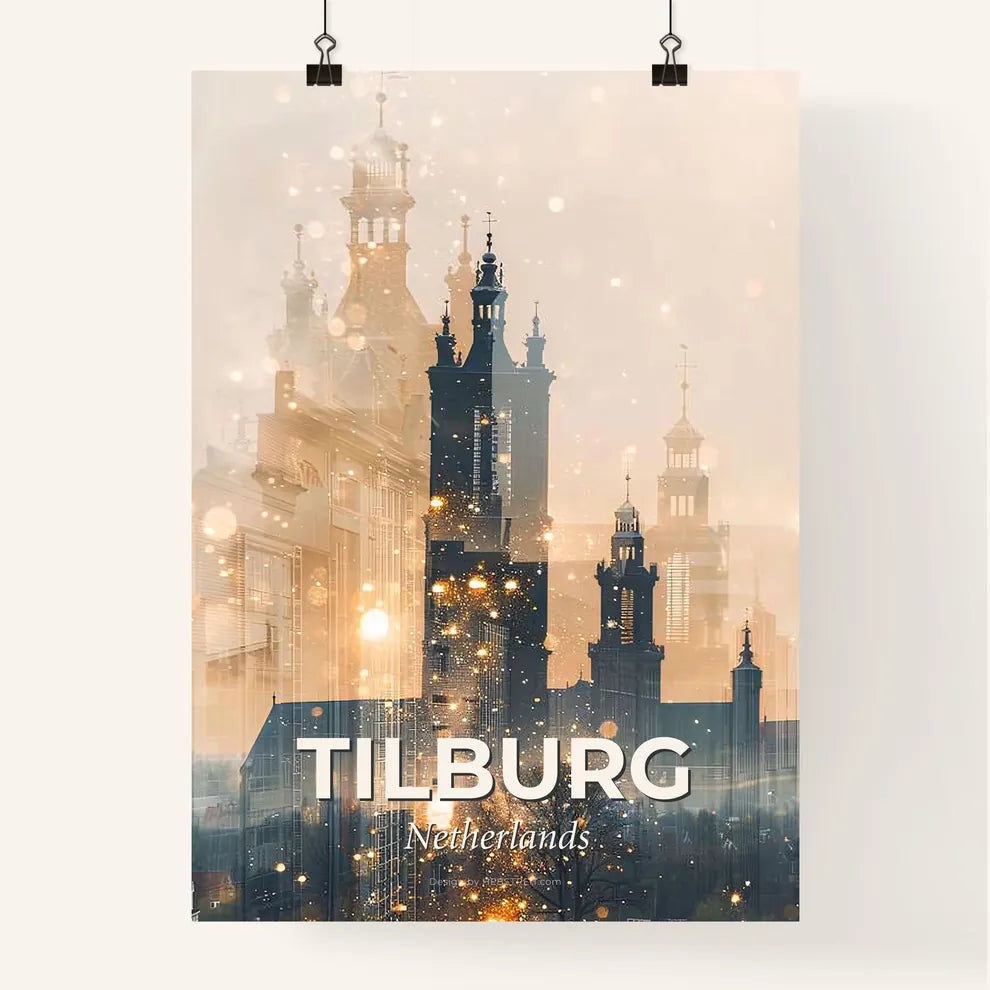 Tilburg Skyline Double Exposure Art Poster Poster