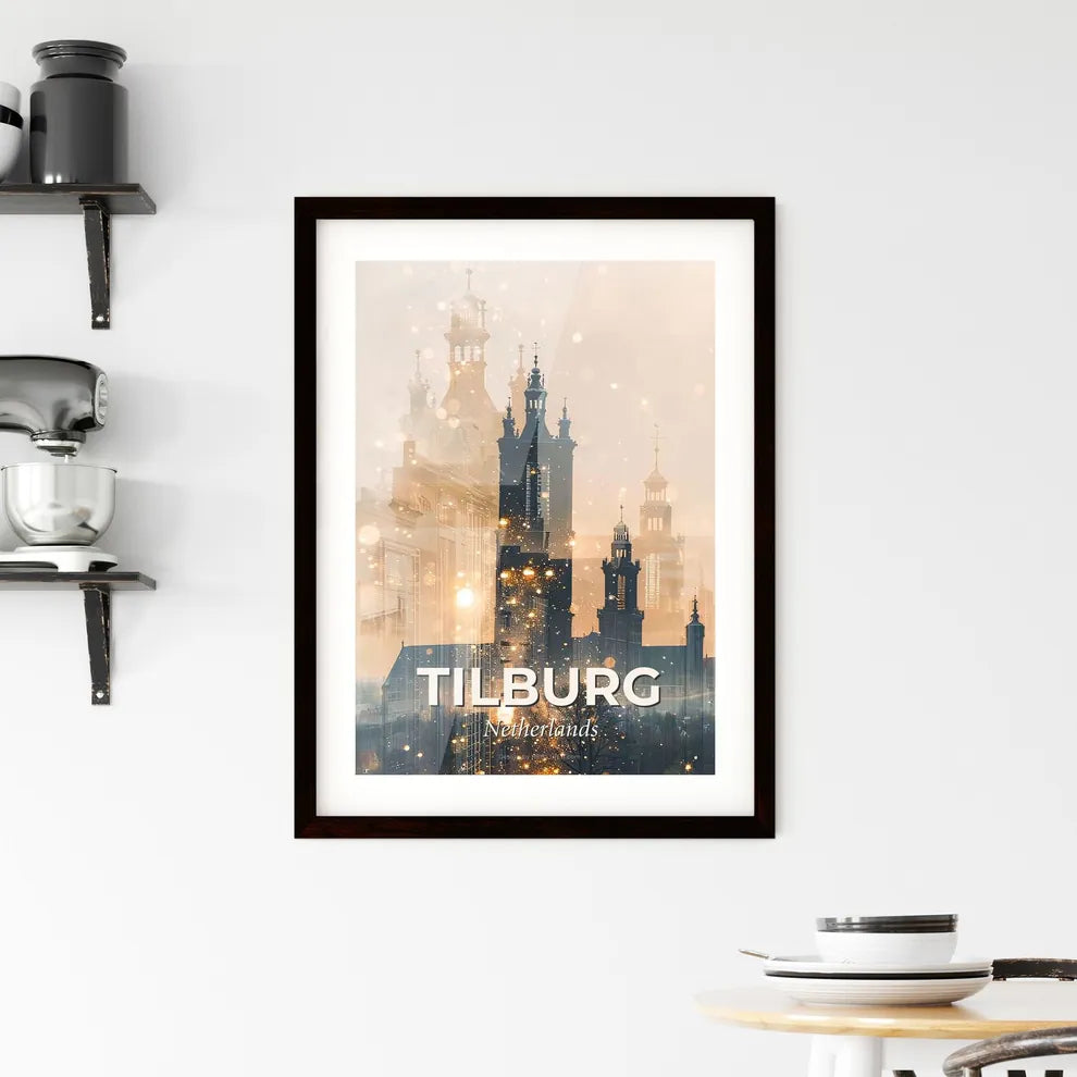 Tilburg Skyline Double Exposure Art Poster Framed Print