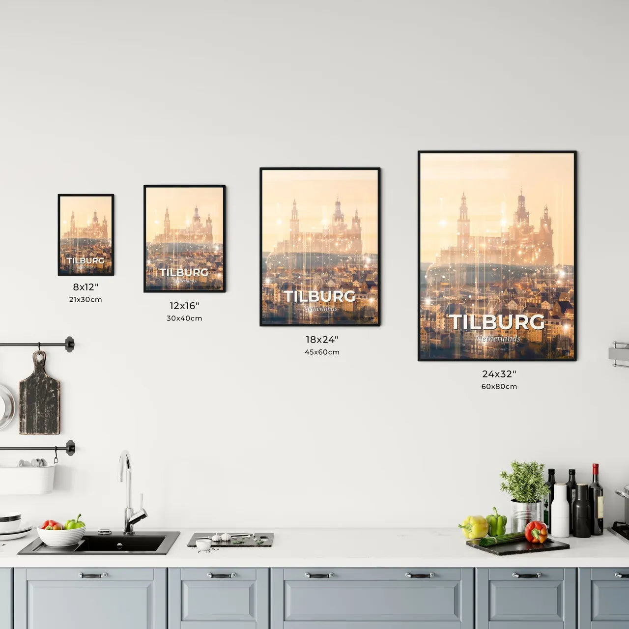 Tilburg City Silhouette Skyline Art Poster Office Art