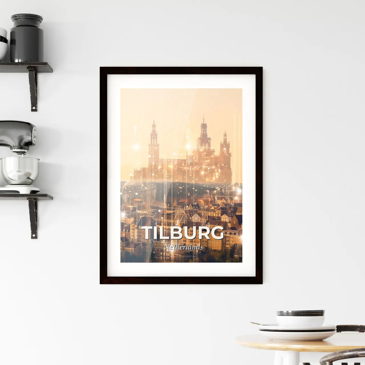 Tilburg City Silhouette Skyline Art Poster Framed Print