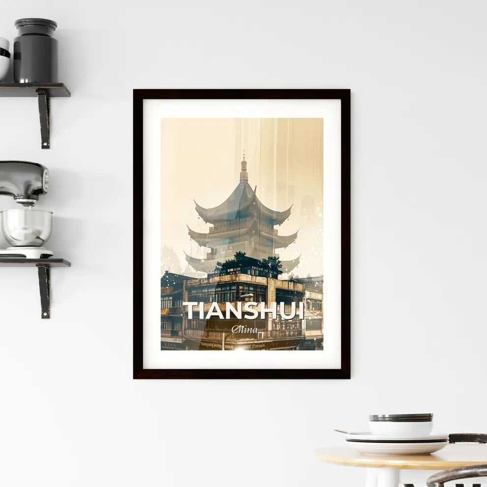 Tianshui Skyline: City Lights and Local Lore Framed Print