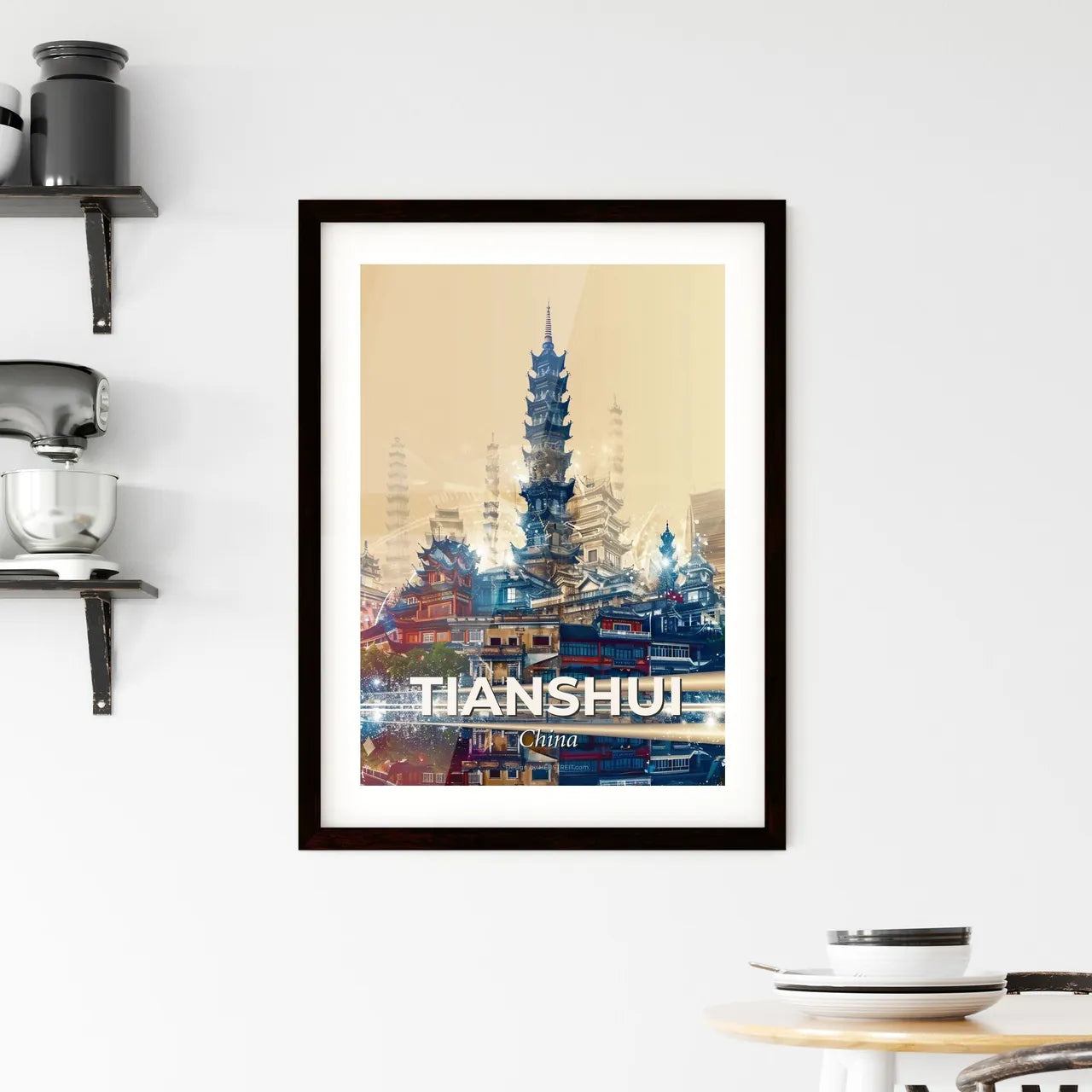 Tianshui Composite Cityscape Bright Sparks Framed Print