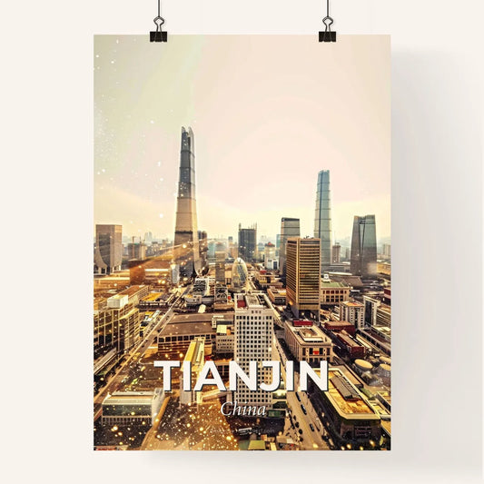 Tianjin Skyline Double Exposure Art Poster Poster