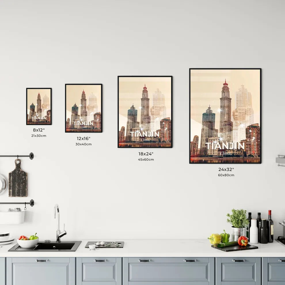 Tianjin Cityscape Art Deco Double Exposure Office Art