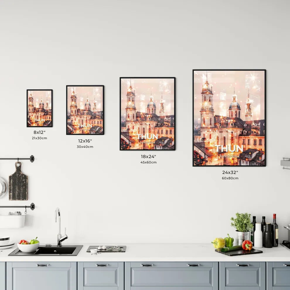 Thun City Skyline Composition Art Poster Office Art