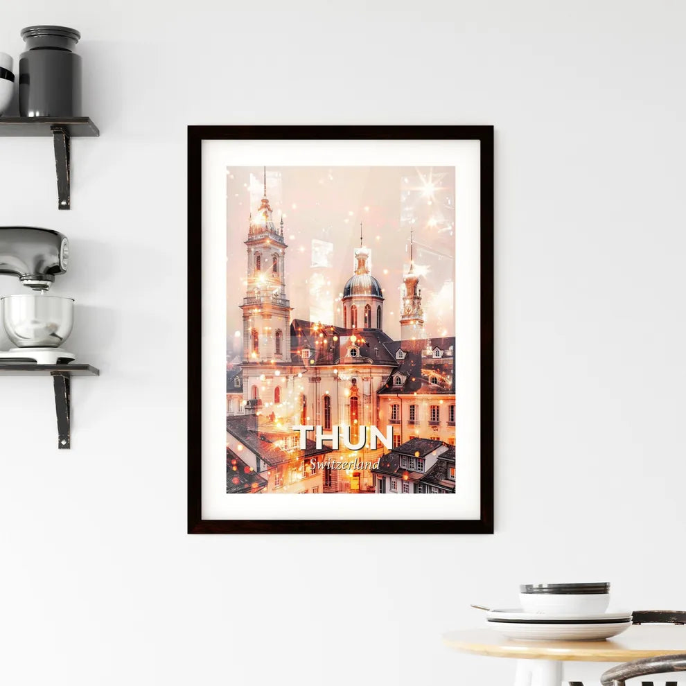 Thun City Skyline Composition Art Poster Framed Print