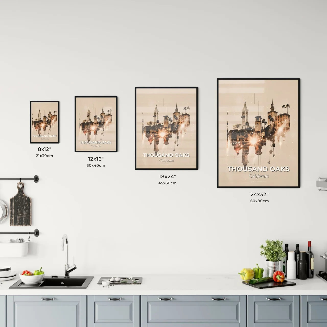Thousand Oaks Skyline Composite Art on Beige Office Art