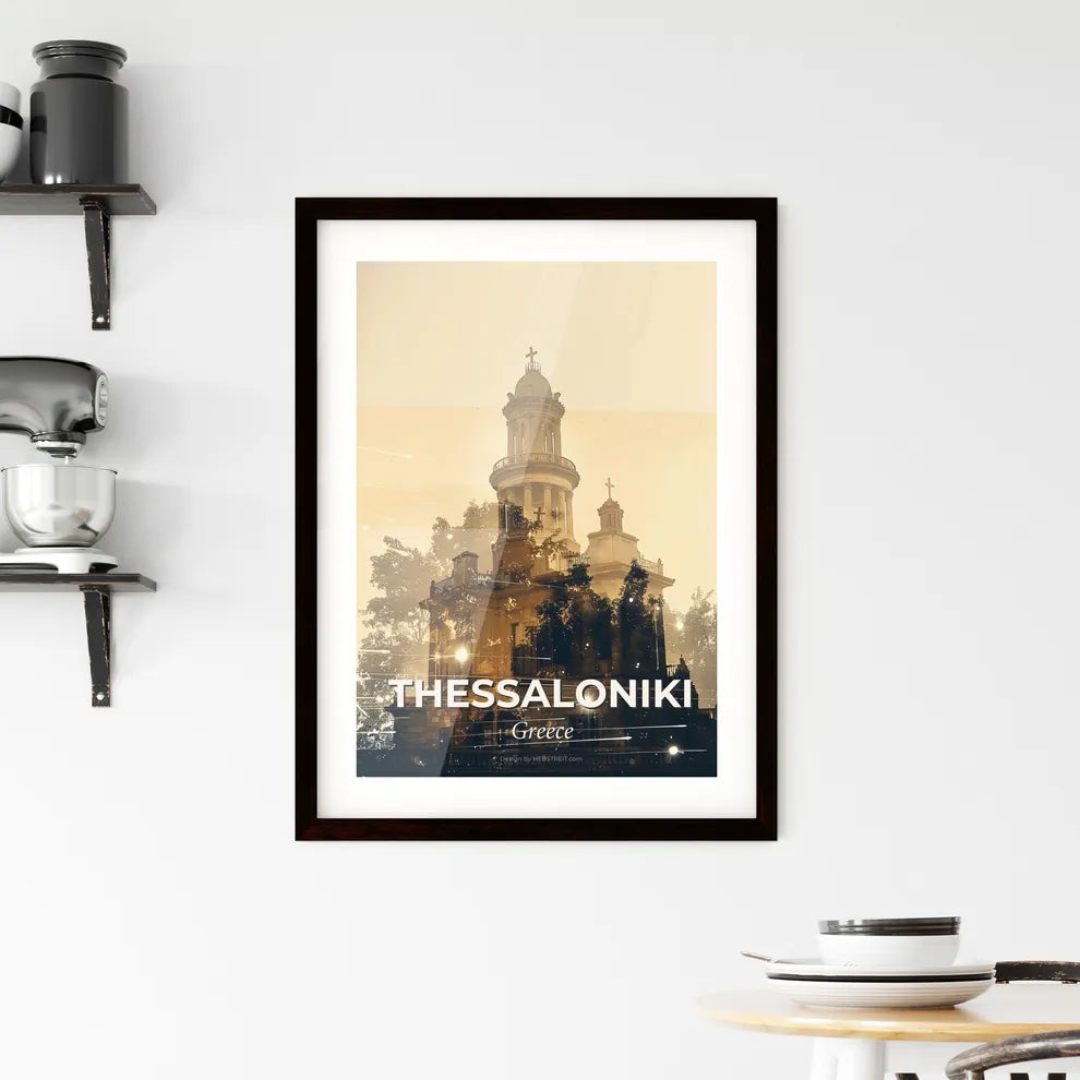 Thessaloniki Skyline Silhouette Poster Art Framed Print