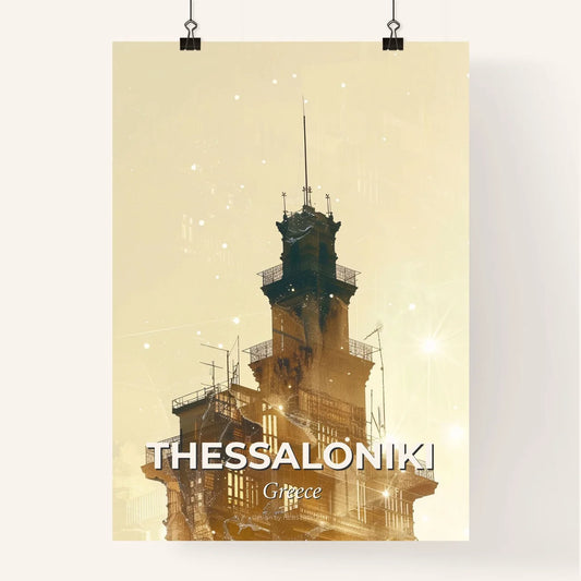 Thessaloniki City Silhouette Art on Beige Poster