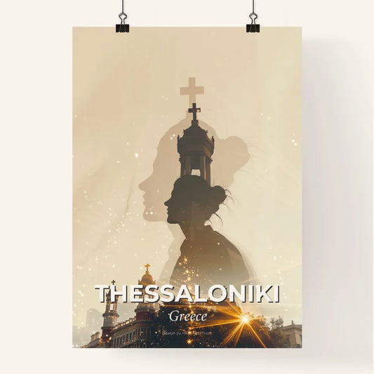 Thessaloniki Skyline Double Exposure Night Poster