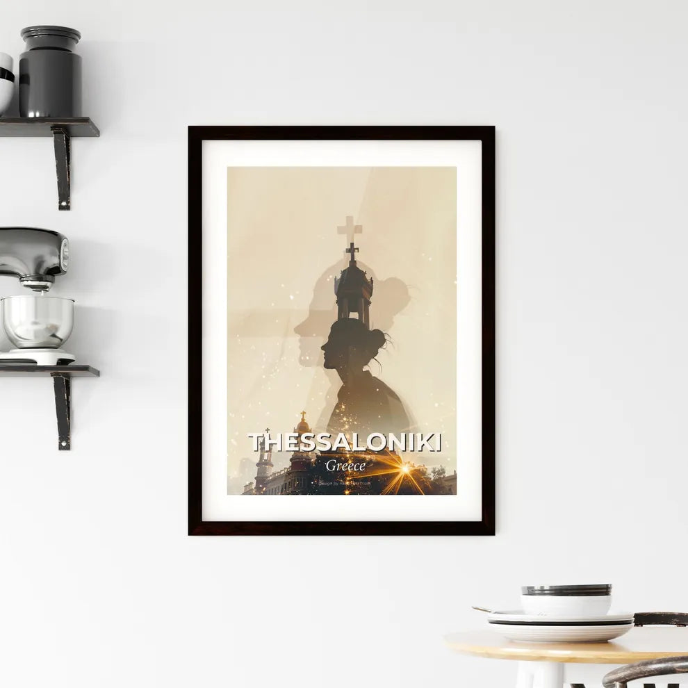 Thessaloniki Skyline Double Exposure Night Framed Print