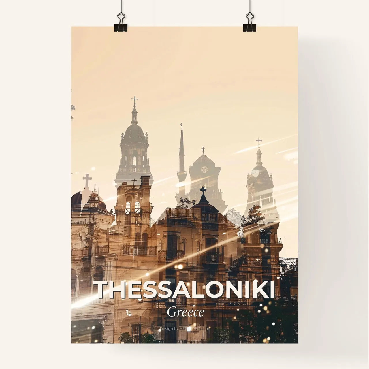 Thessaloniki Skyline Double Exposure Art Poster Poster