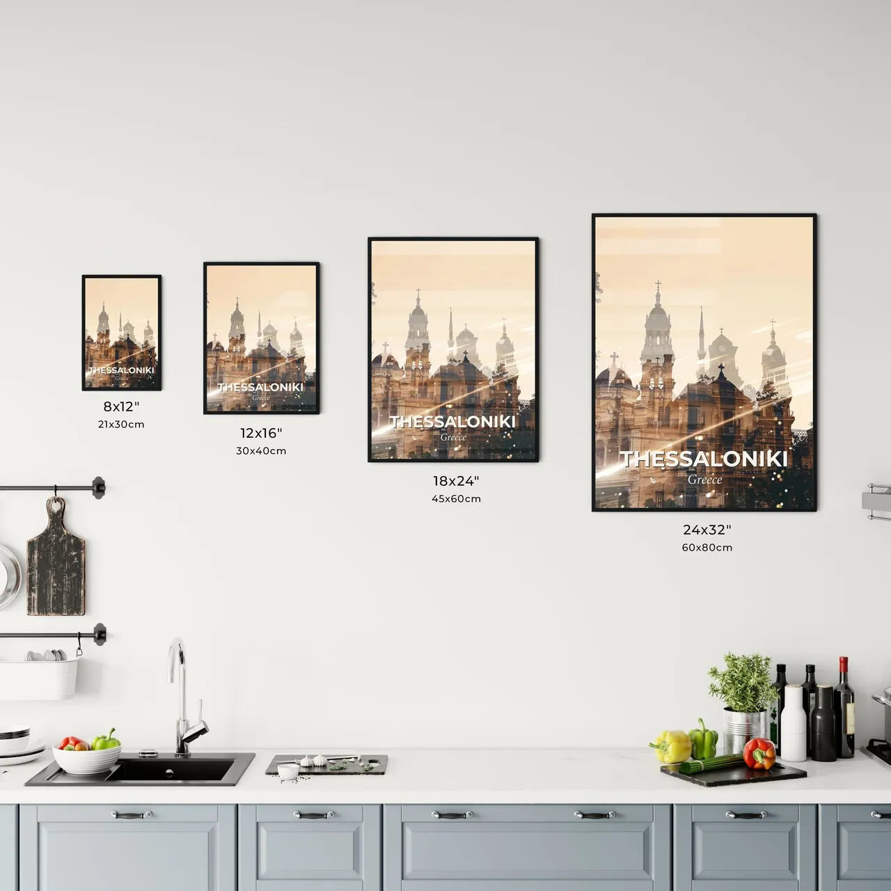 Thessaloniki Skyline Double Exposure Art Poster Office Art
