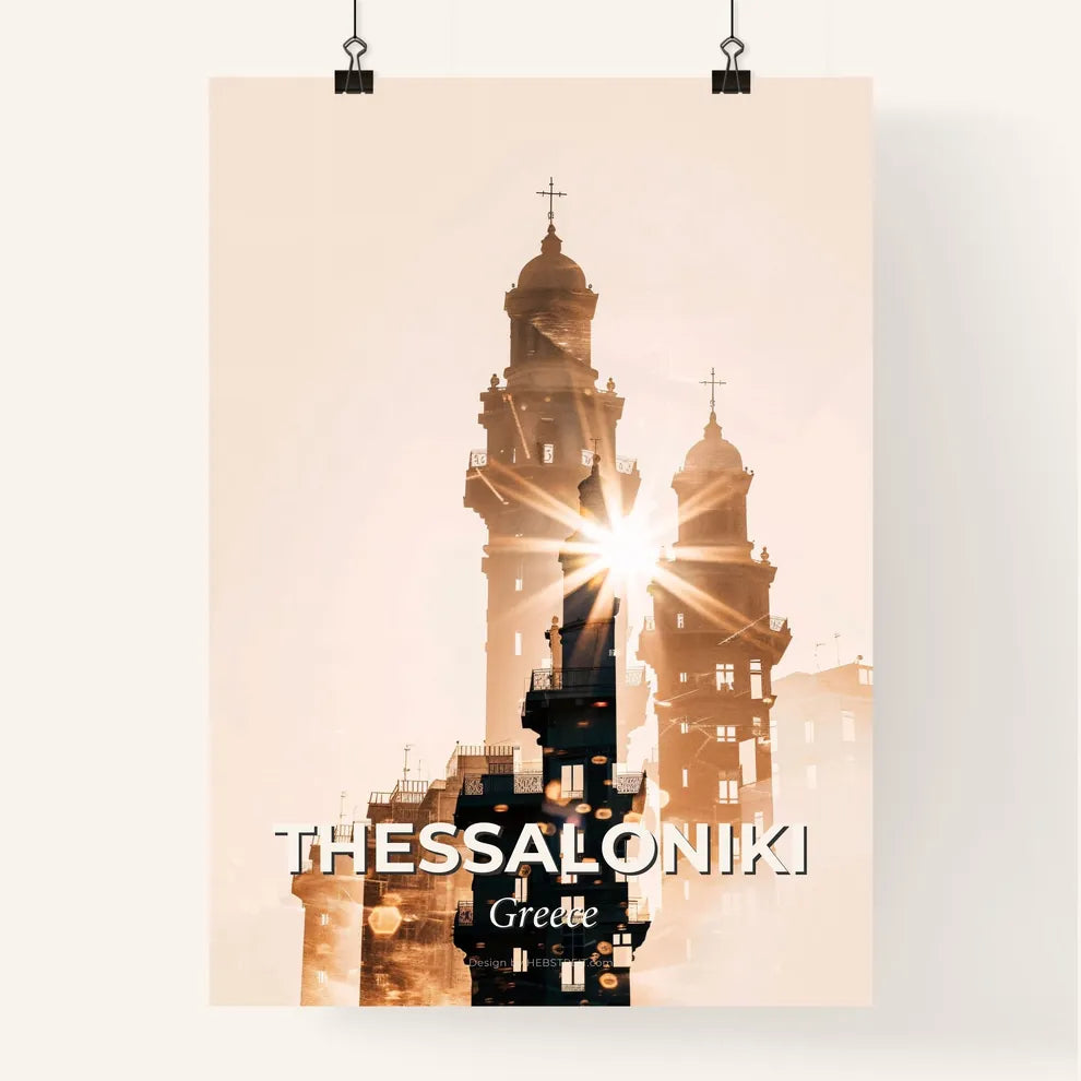 Thessaloniki Skyline: Iconic Silhouette Composite Art Poster