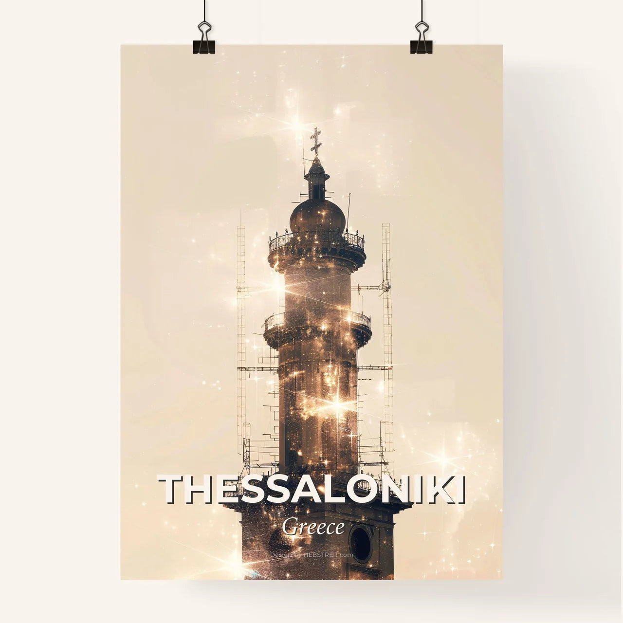 Thessaloniki Skyline Splendor: Double Exposure Art Masterpiece Poster