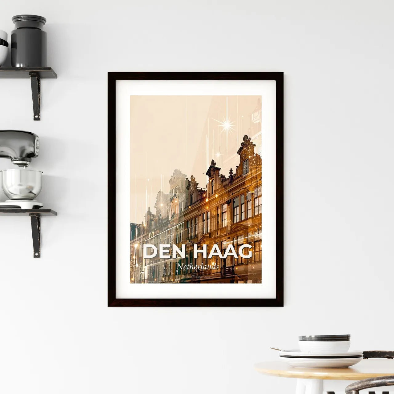 The Hague City Skyline Night Sky Poster Art Framed Print