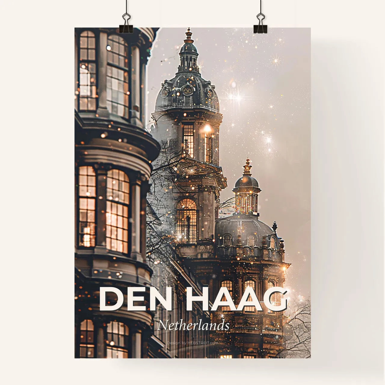 The Hague City Skyline Double Exposure Artwork Poster