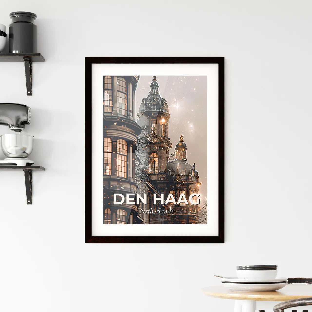 The Hague City Skyline Double Exposure Artwork Framed Print