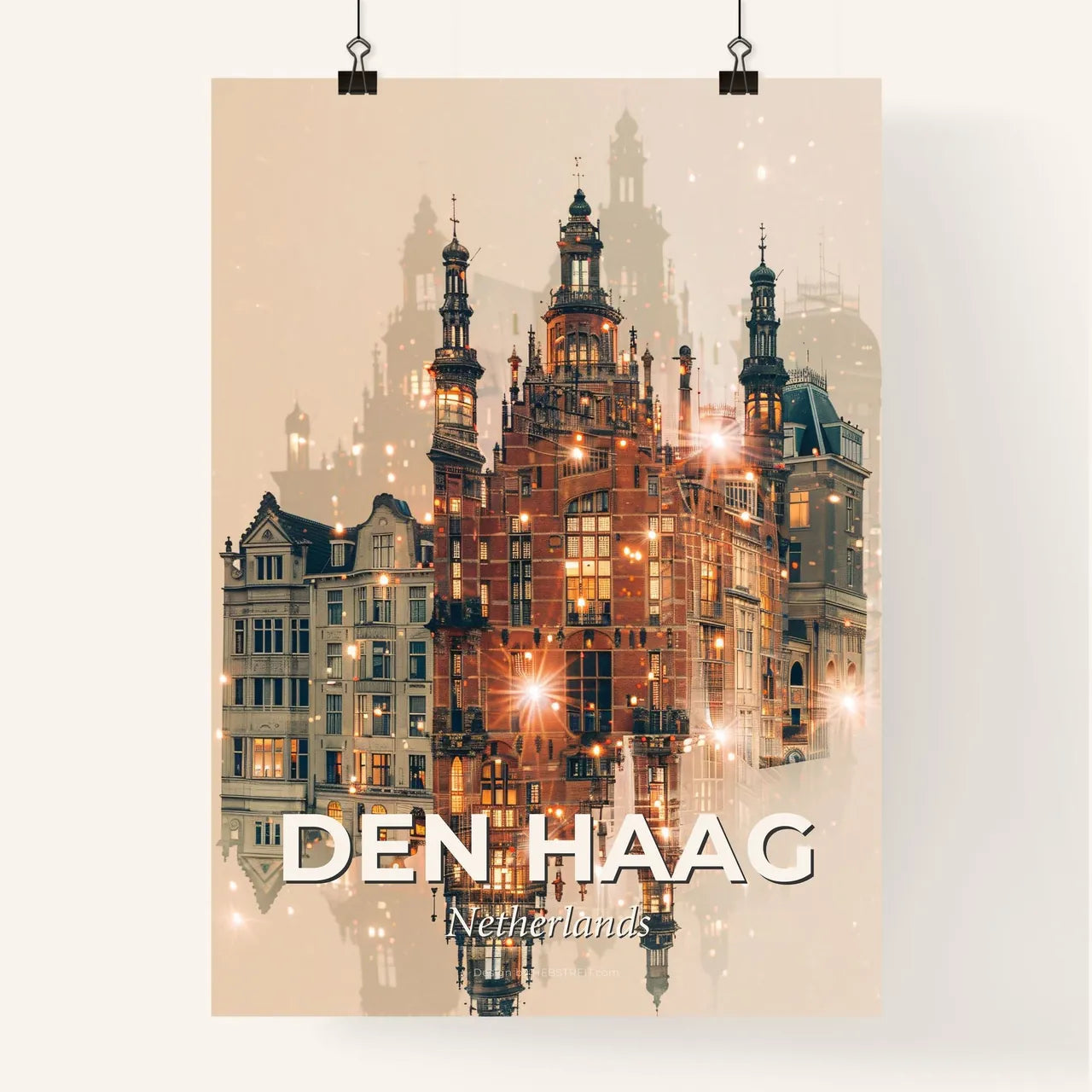 The Hague City Icons Double Exposure Composite Poster