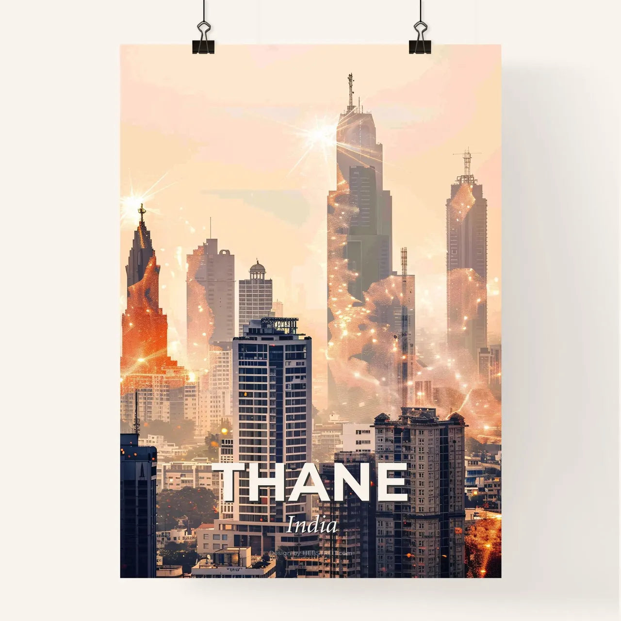 Thane Skyline: Double Exposure City Art Poster